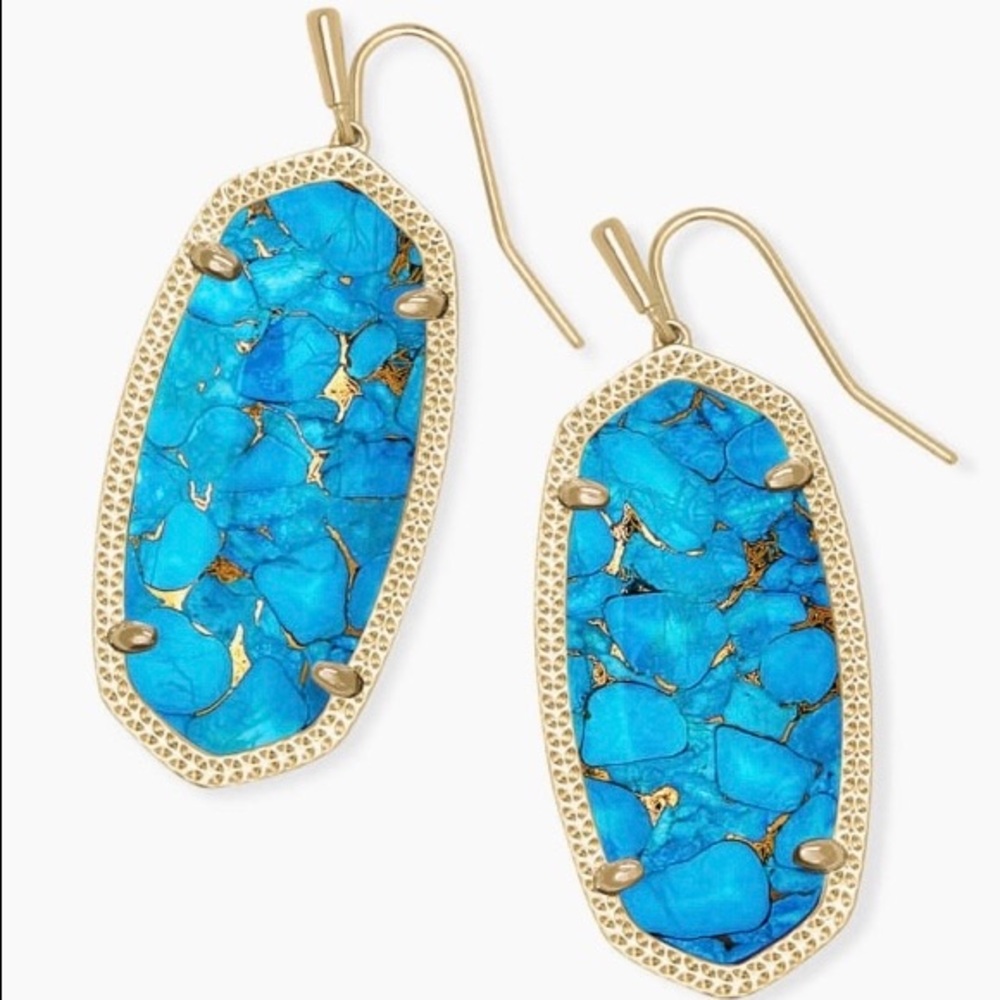 Elle Earrings In Bronze Turquoise Magnesite